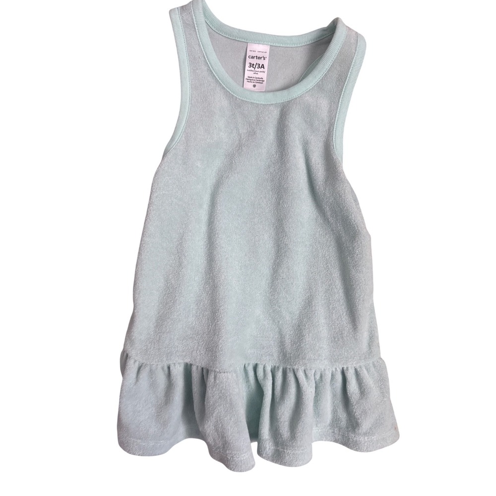 Carters Toddler Girls Light AquaTerry Cloth Swim Cover Up Dress Ruffles Size 3T‎